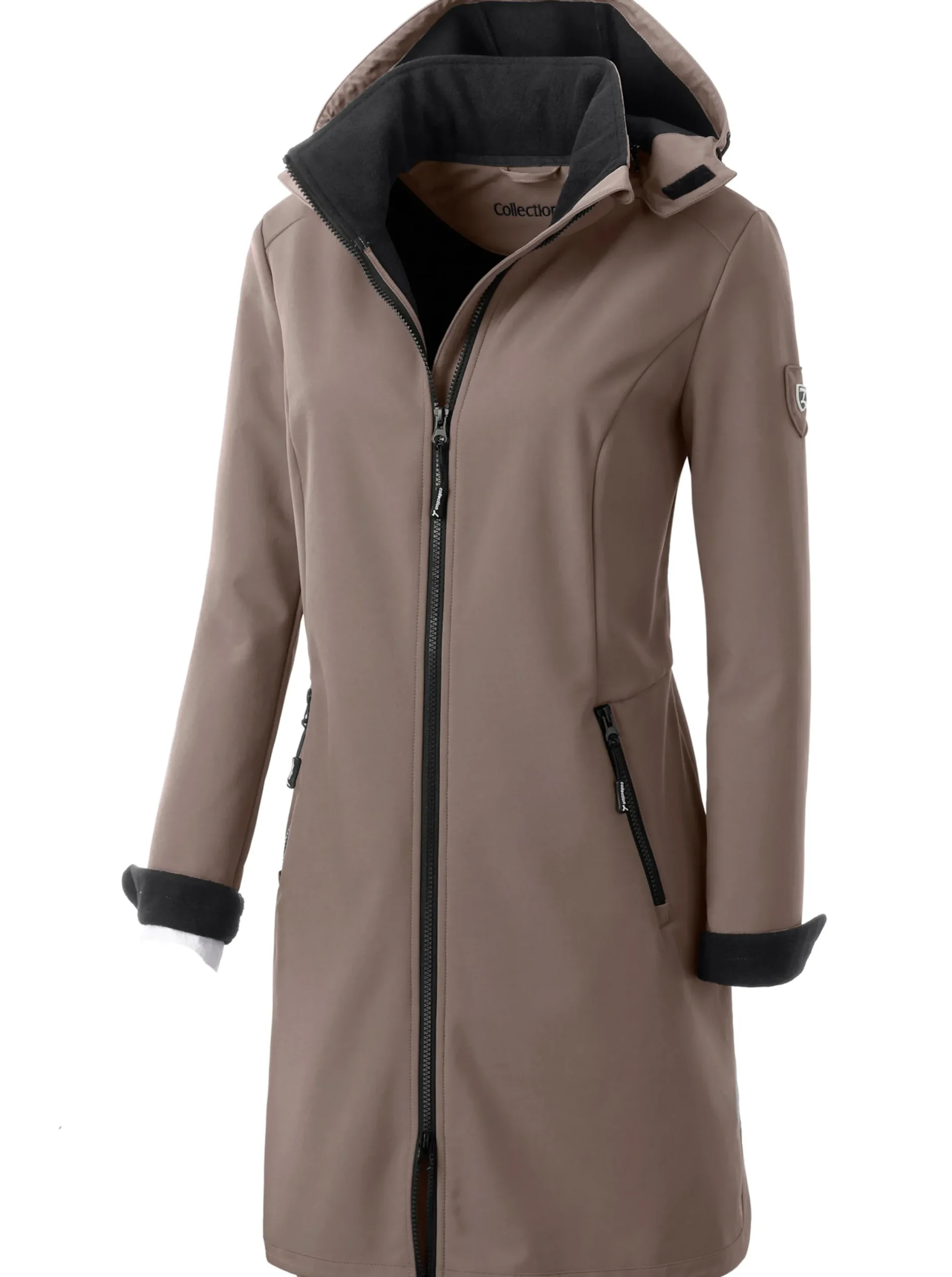 Jacken| Softshelljacke mit Gummizug im Rücken taupe