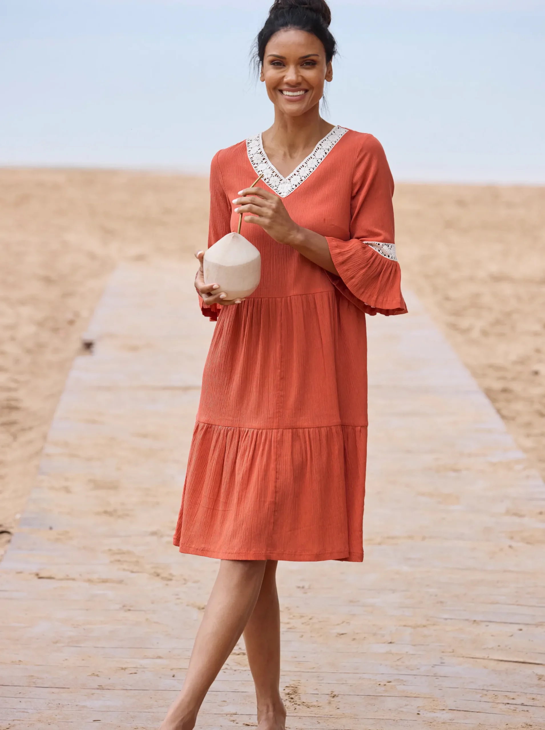 Strandkleider|Kleider|feel good Sommerkleid terra-ecru