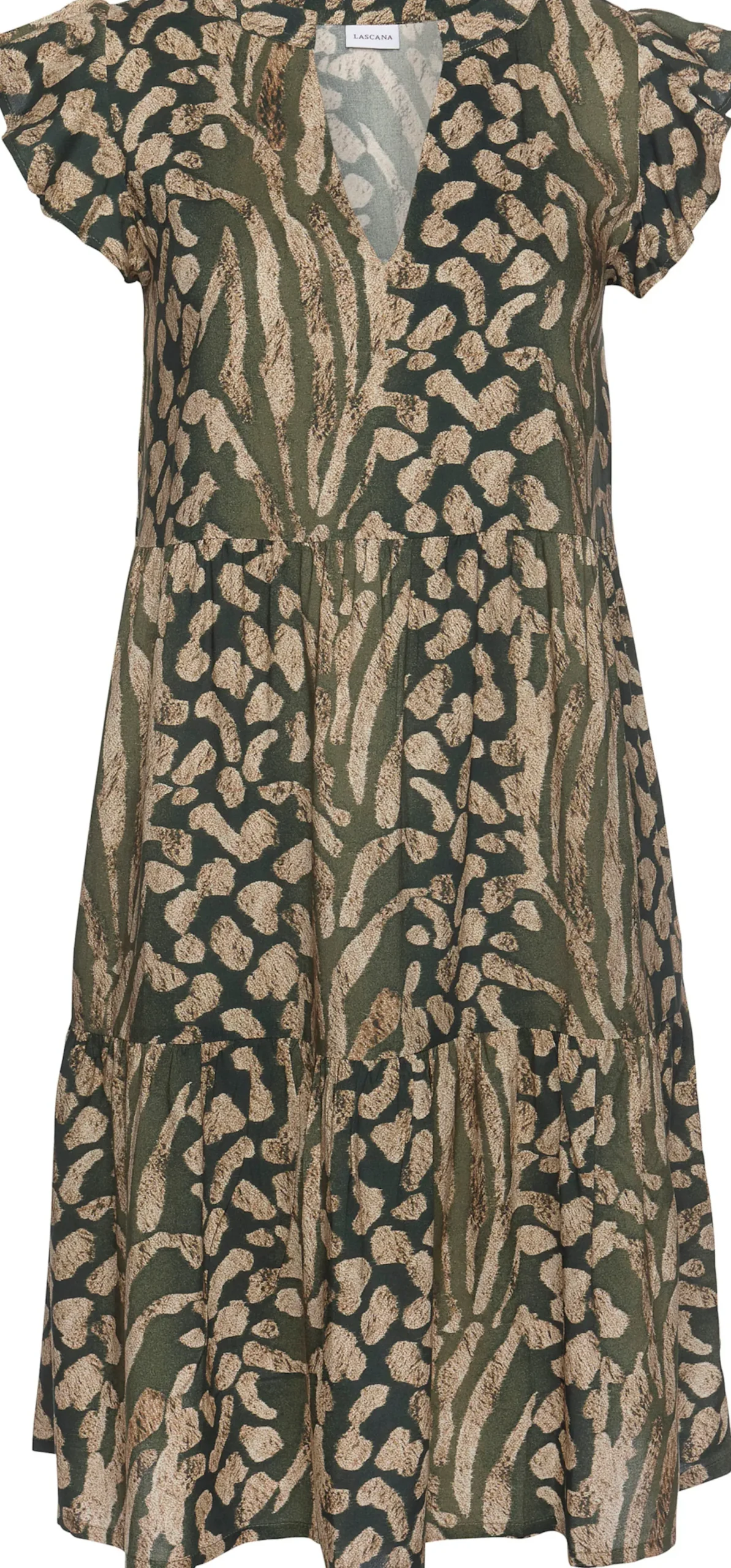 Strandkleider|LASCANA Sommerkleid taupe-grün-bedruckt
