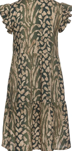 Strandkleider|LASCANA Sommerkleid taupe-grün-bedruckt