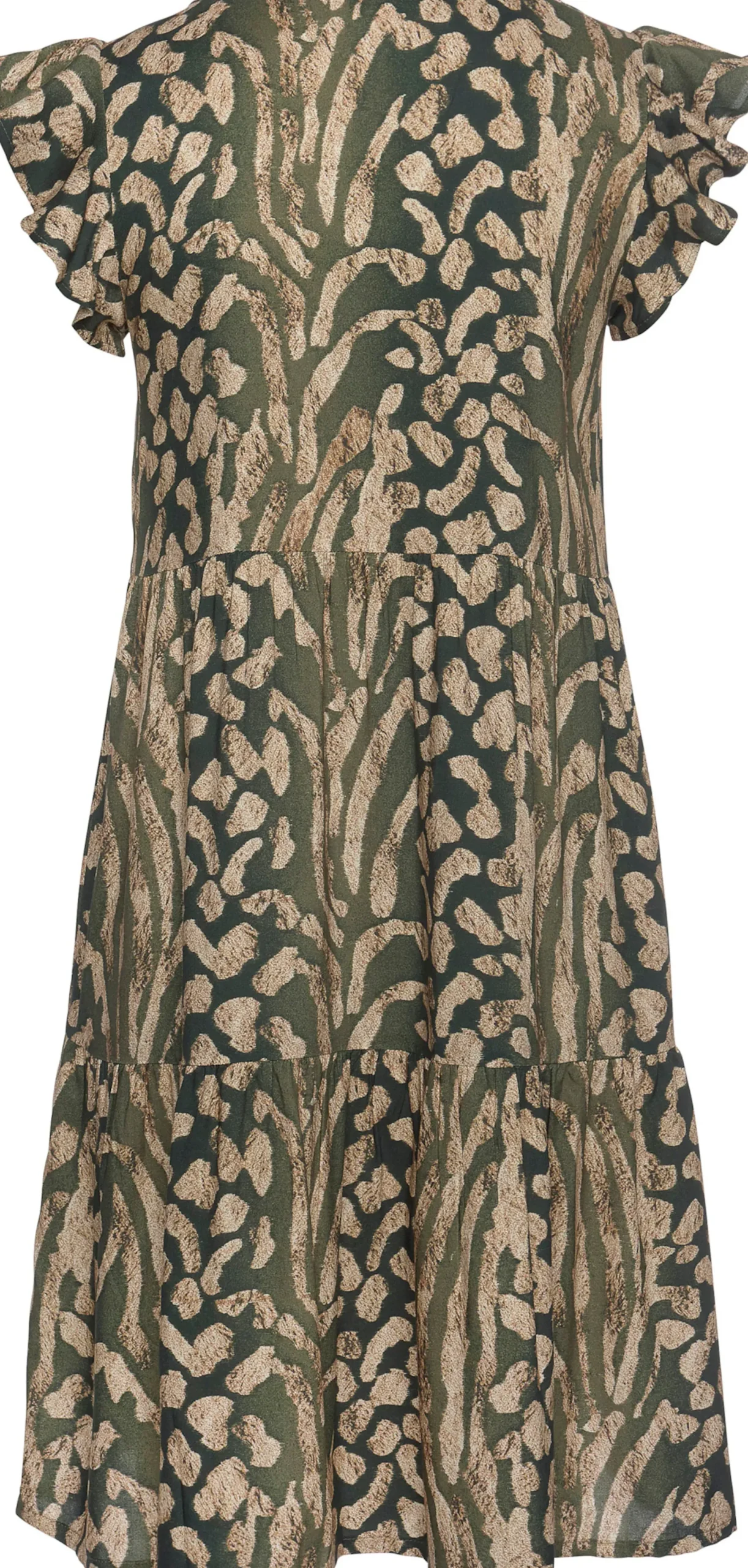Strandkleider|LASCANA Sommerkleid taupe-grün-bedruckt