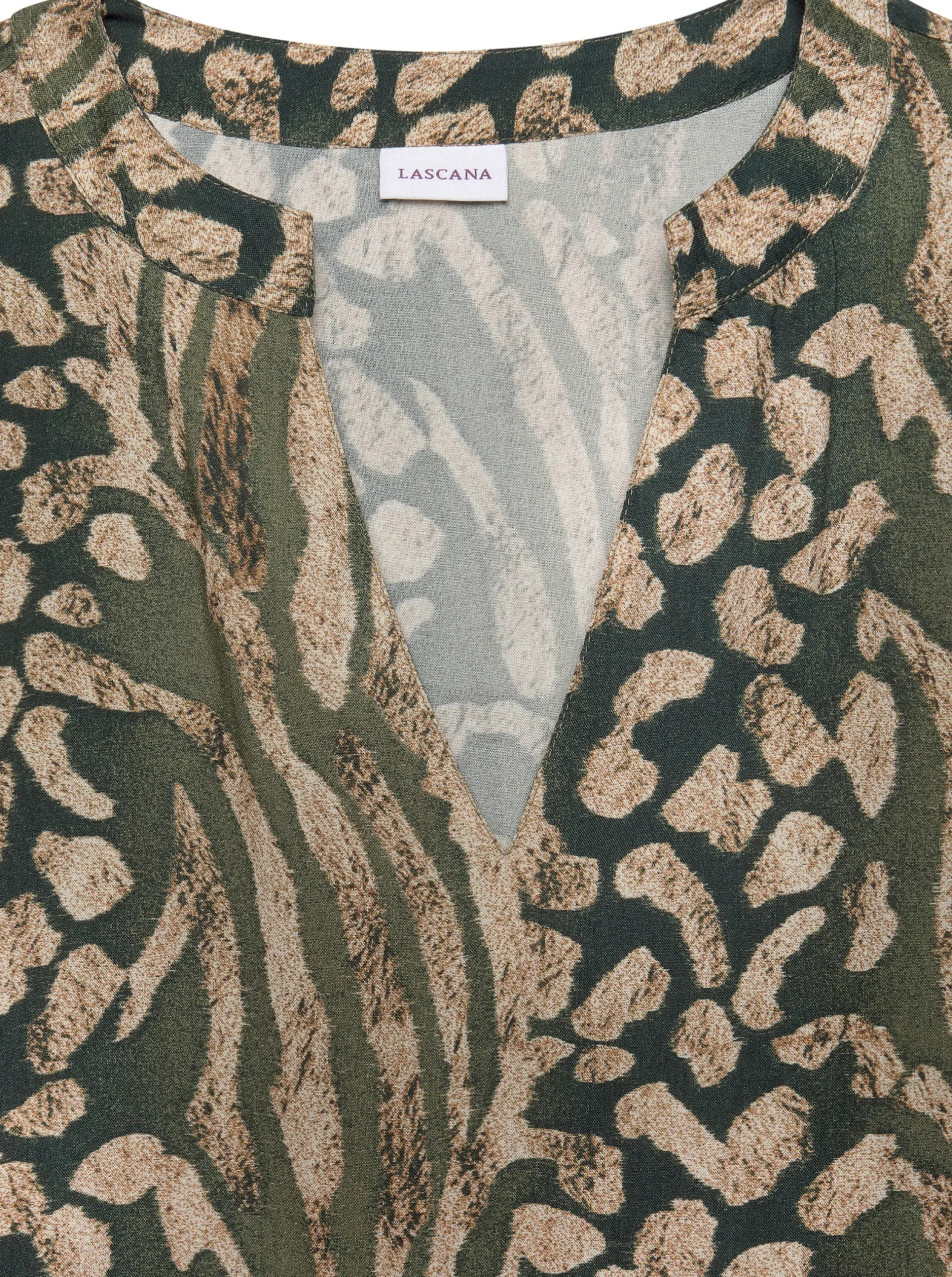 Strandkleider|LASCANA Sommerkleid taupe-grün-bedruckt