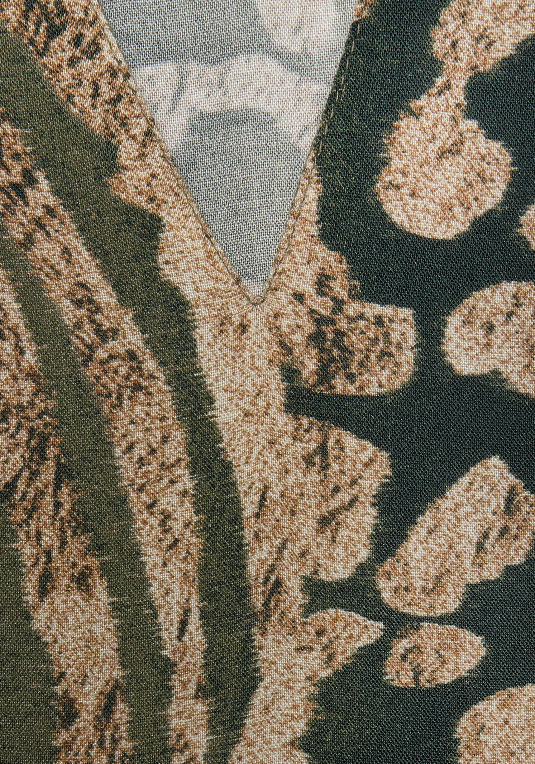 Strandkleider|LASCANA Sommerkleid taupe-grün-bedruckt