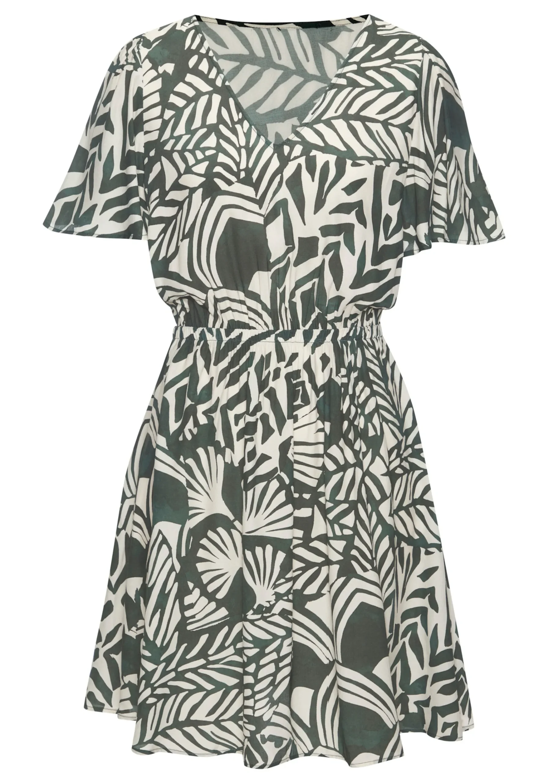 Strandkleider|Kleider|LASCANA Sommerkleid grün-cremebedruckt