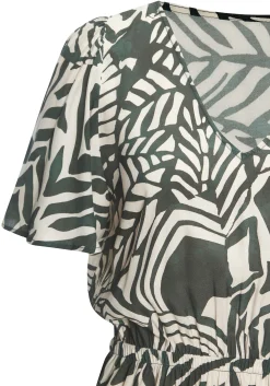 Strandkleider|Kleider|LASCANA Sommerkleid grün-cremebedruckt