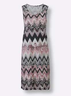Strandkleider|Kleider|feel good Sommerkleid violett-schwarz-bedruckt