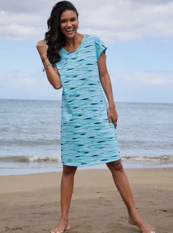 Strandkleider|feel good Sommerkleid dunkelblau-bedruckt+aqua-bedruckt
