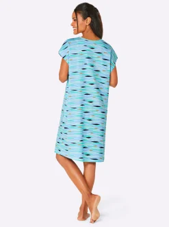 Strandkleider|feel good Sommerkleid dunkelblau-bedruckt+aqua-bedruckt