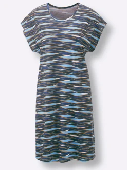 Strandkleider|feel good Sommerkleid dunkelblau-bedruckt+aqua-bedruckt