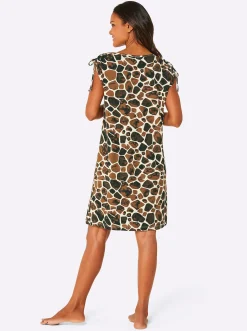 Kleider|feel good Sommerkleid champagner-schoko-bedruckt