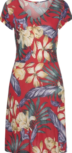 Strandkleider|LASCANA Sommerkleid rot-blau-bedruckt