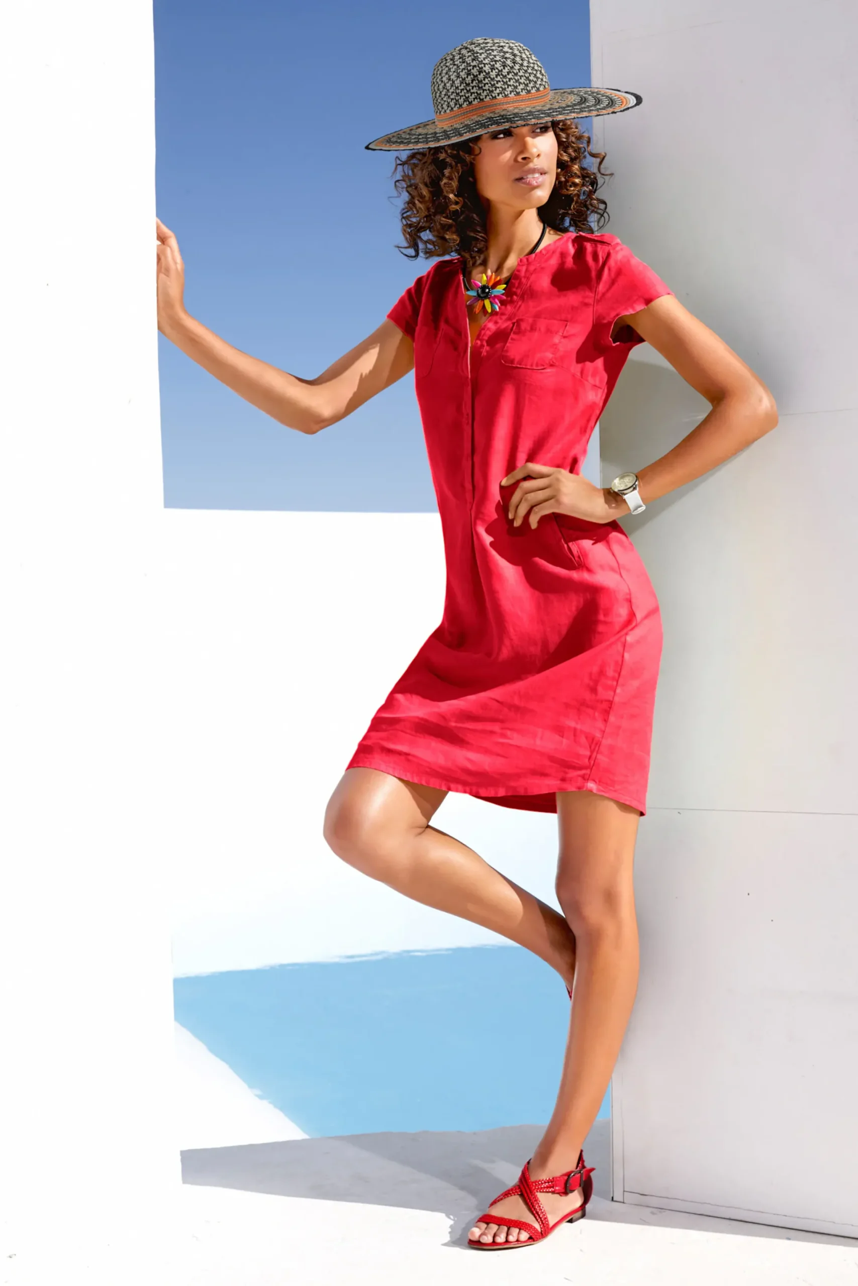 Strandkleider|Basics|heine Sommerkleid rot