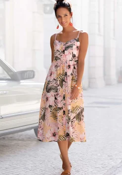Strandkleider|LASCANA Sommerkleid apricot-bedruckt
