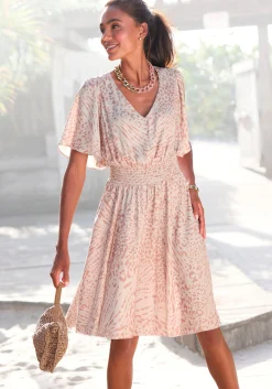Strandkleider|Kleider|LASCANA Sommerkleid sand-beigebedruckt
