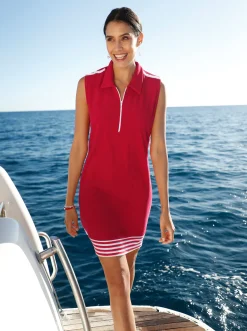 Kleider|Plantier Sommerkleid aus Leichtftee rot