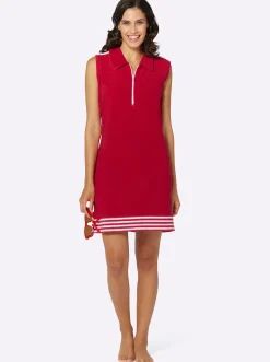 Kleider|Plantier Sommerkleid aus Leichtftee rot