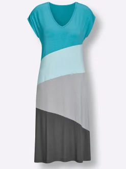 Strandkleider|feel good Sommerkleid in A-Linie türkis-anthrazit