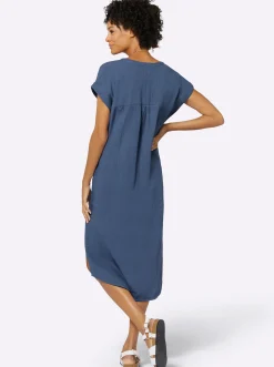 Kleider| Sommerkleid in Musselin-Qualität jeansblau