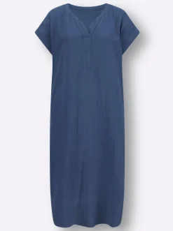 Kleider| Sommerkleid in Musselin-Qualität jeansblau