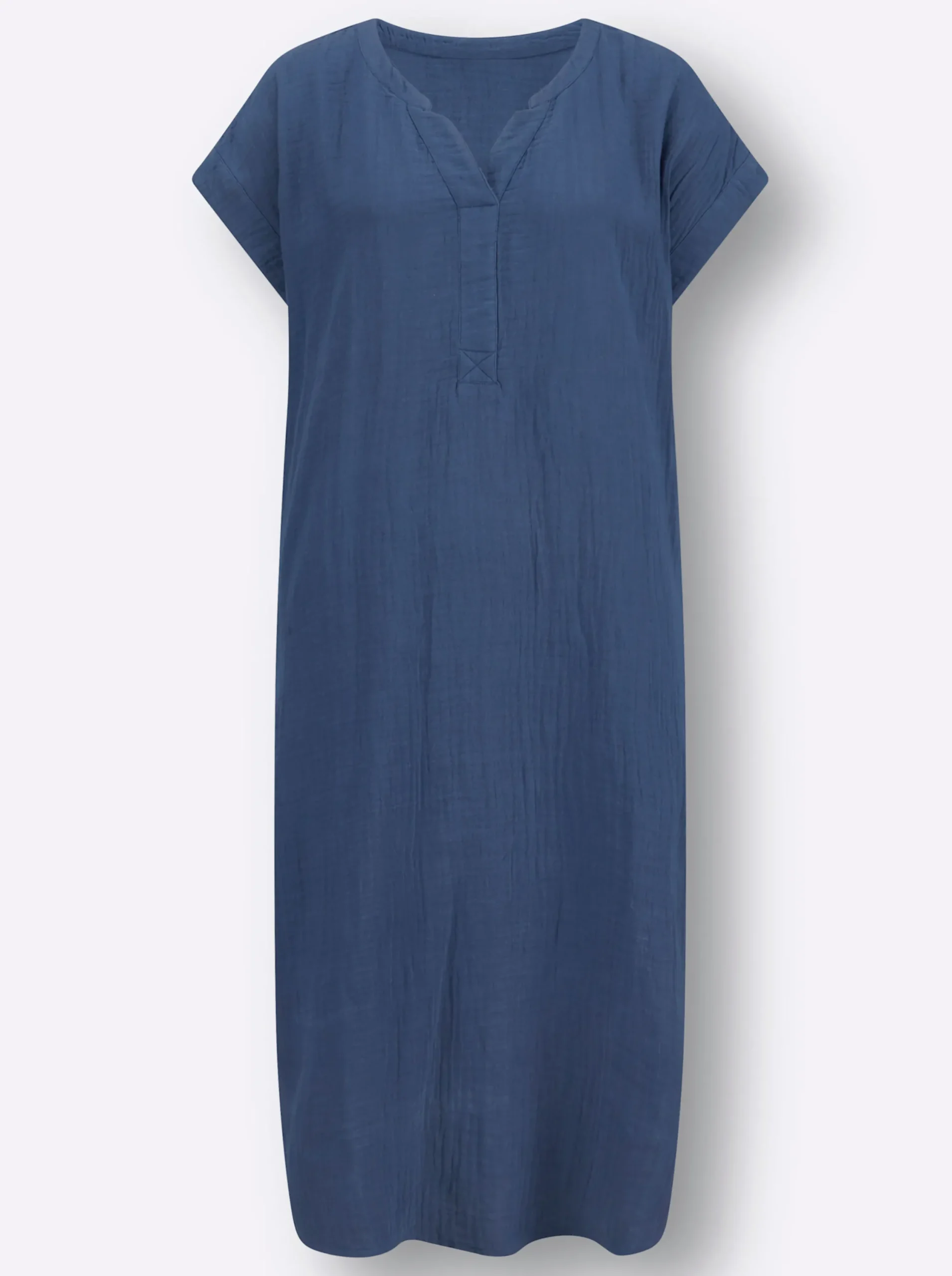 Kleider| Sommerkleid in Musselin-Qualität jeansblau