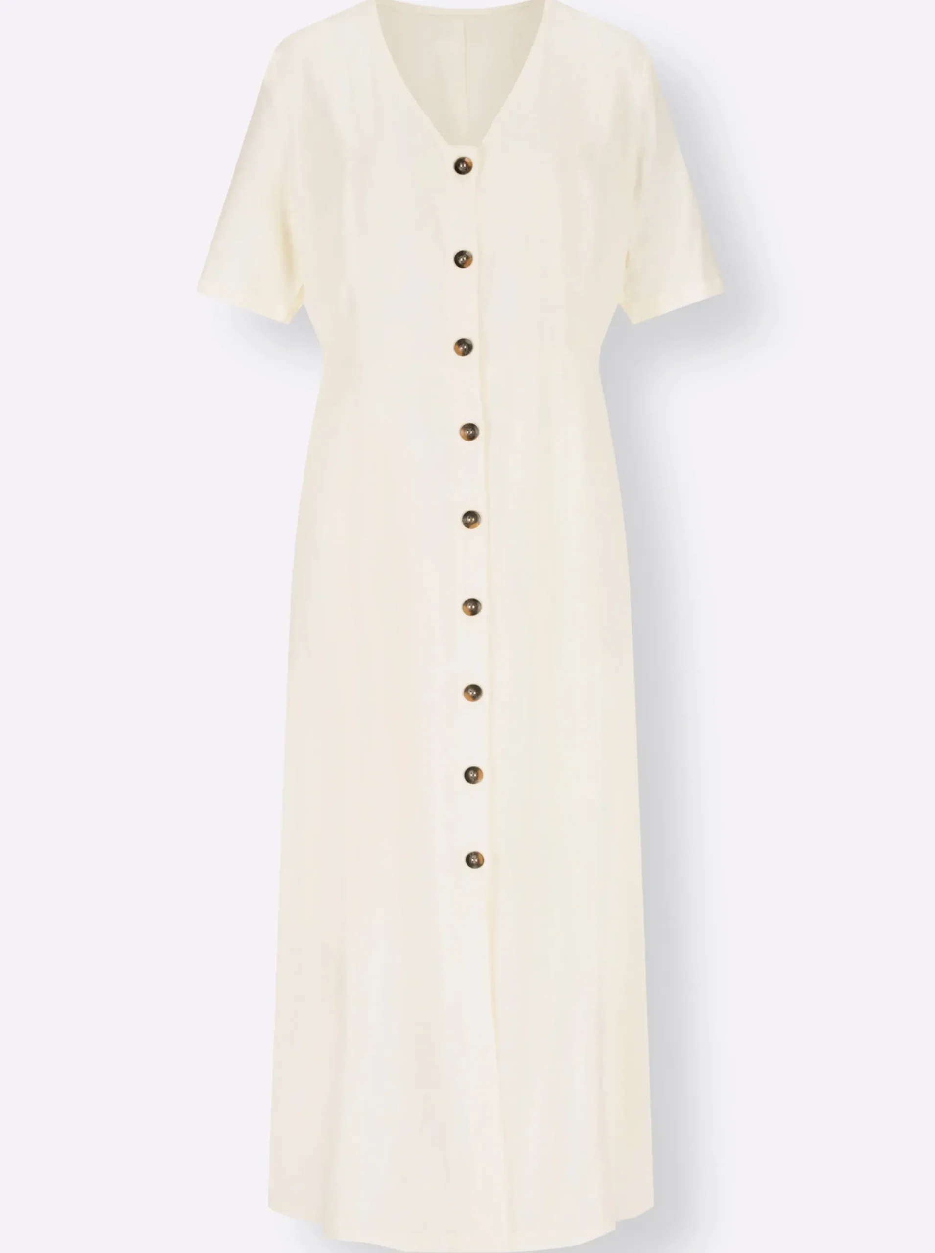 Kleider| Sommerkleid Knöpfe in Horn-Optik champagner