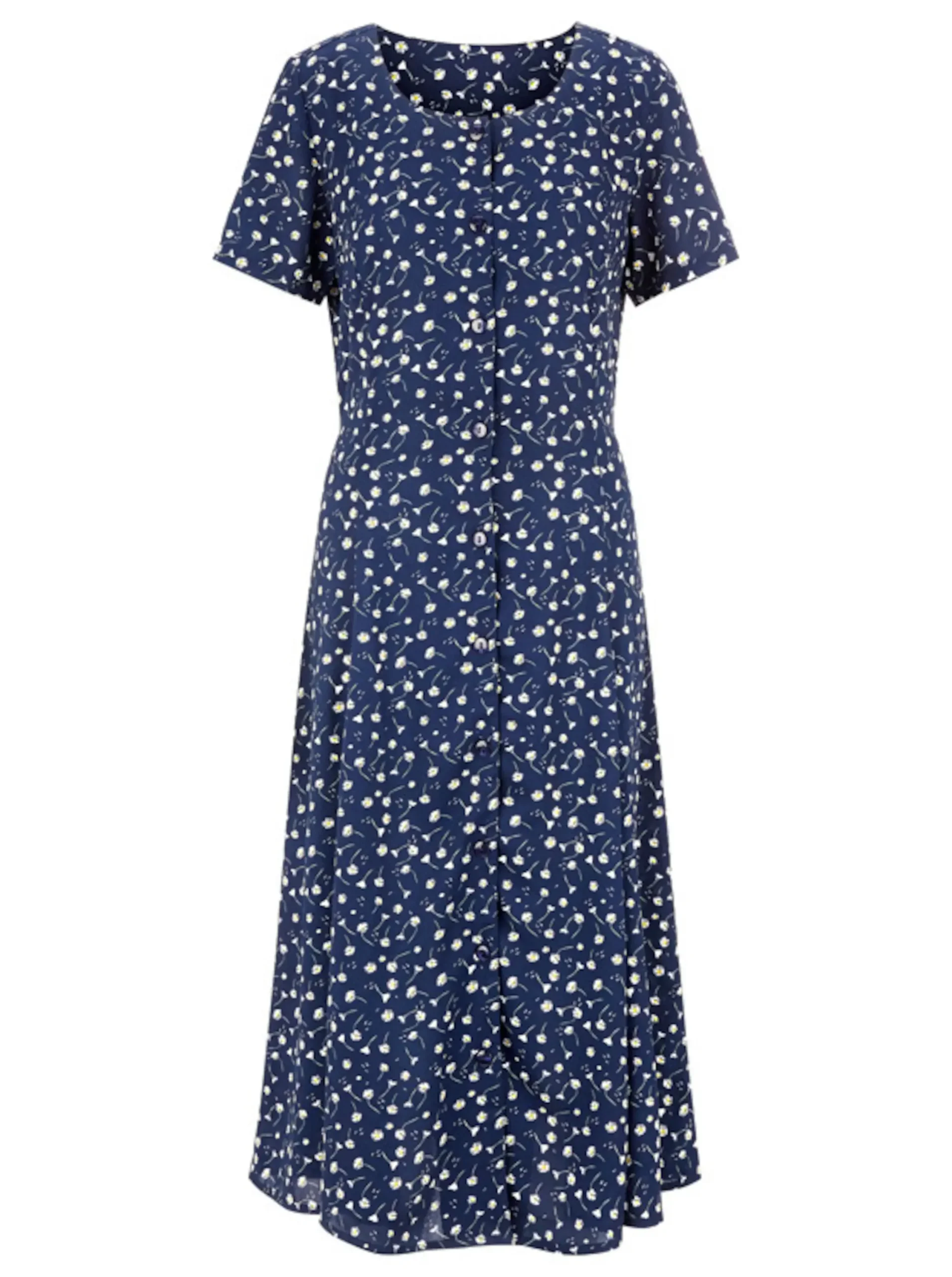 Kleider| Sommerkleid mit Bindebändern, figurumspielend marine-geblümt