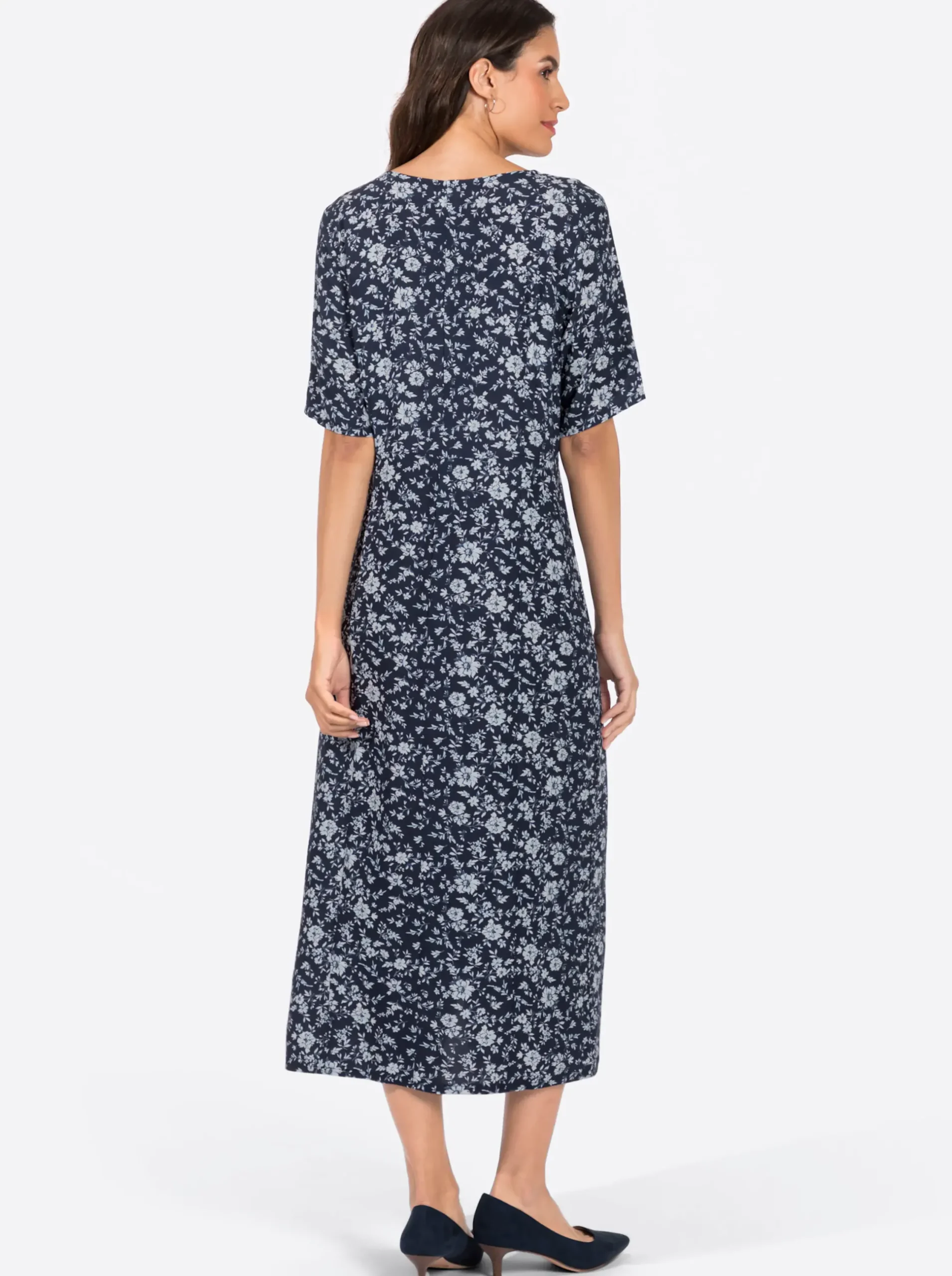 Kleider| Sommerkleid mit Knopfleiste marine-bedruckt