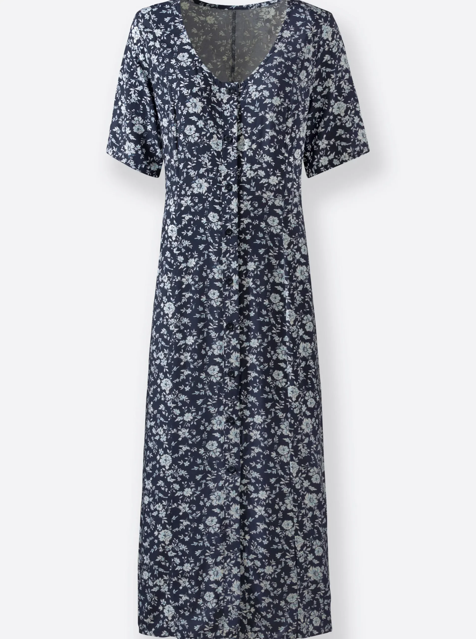 Kleider| Sommerkleid mit Knopfleiste marine-bedruckt