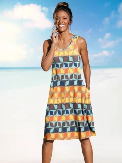 Kleider|feel good Sommerkleid mit seitlichen Taschen terra-gemustert