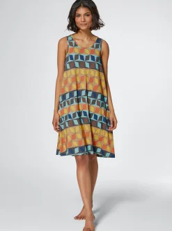 Kleider|feel good Sommerkleid mit seitlichen Taschen terra-gemustert