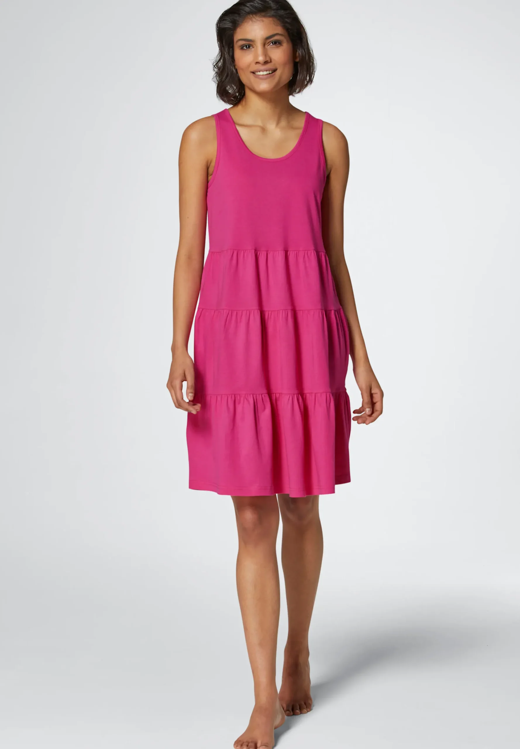 Kleider|feel good Sommerkleid mit Stufenrock fuchsia