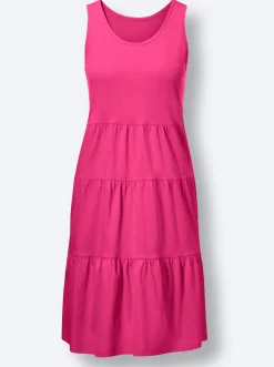 Kleider|feel good Sommerkleid mit Stufenrock fuchsia