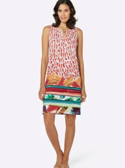 Strandkleider|Comtessa Sommerkleid mit Tropfen-Ausschnitt bunt-gemustert