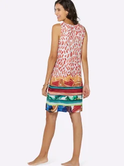 Strandkleider|Comtessa Sommerkleid mit Tropfen-Ausschnitt bunt-gemustert