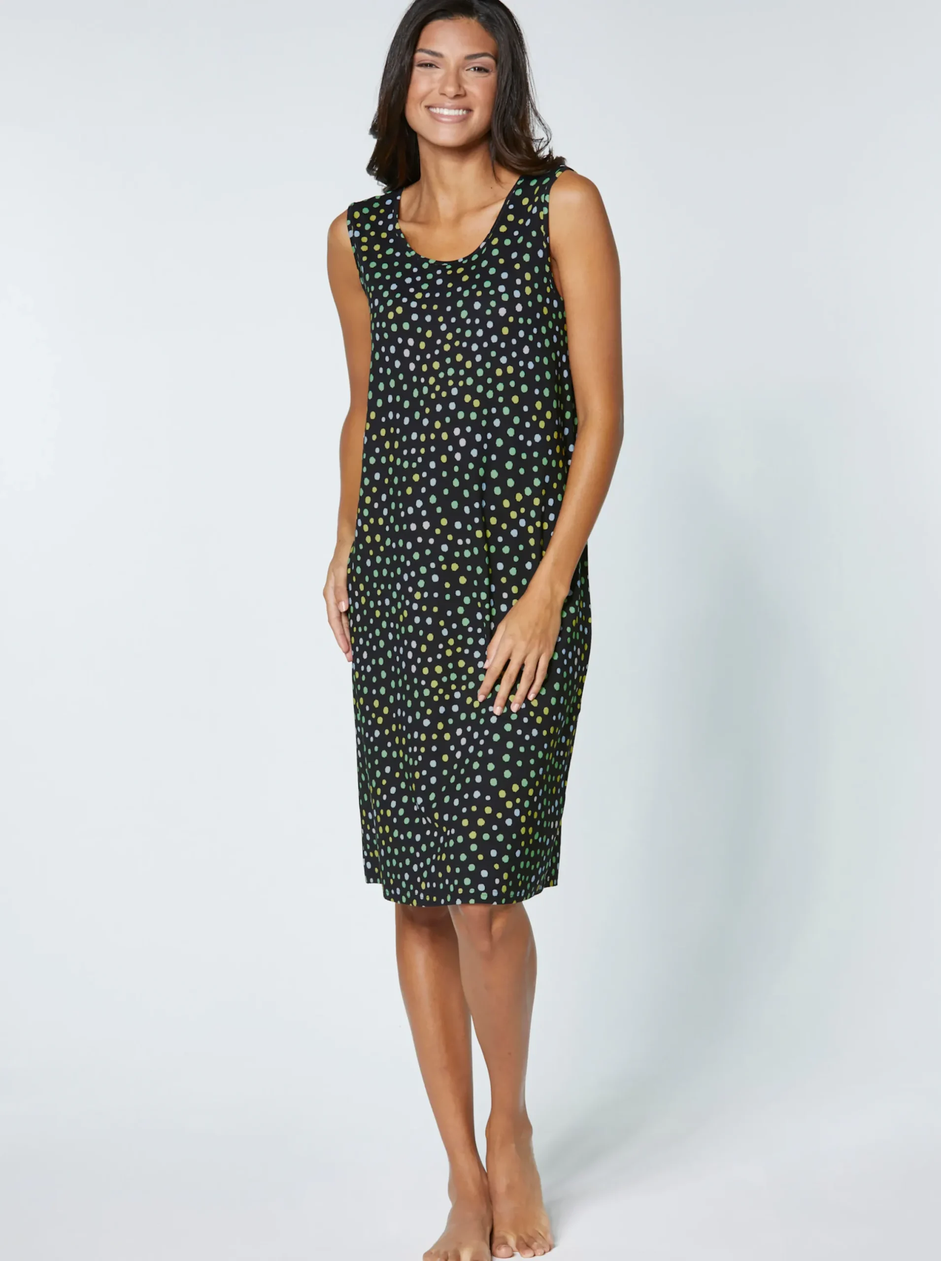 Kleider|feel good Sommerkleid mit Tupfen-Dessin schwarz-bedruckt