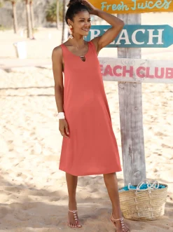 Kleider|feel good Sommerkleid mit Zierspange terrakotta