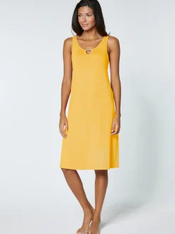 Kleider|feel good Sommerkleid mit Zierspange gelb