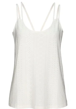 Strandmode|Vivance Spaghettitop creme,schwarz