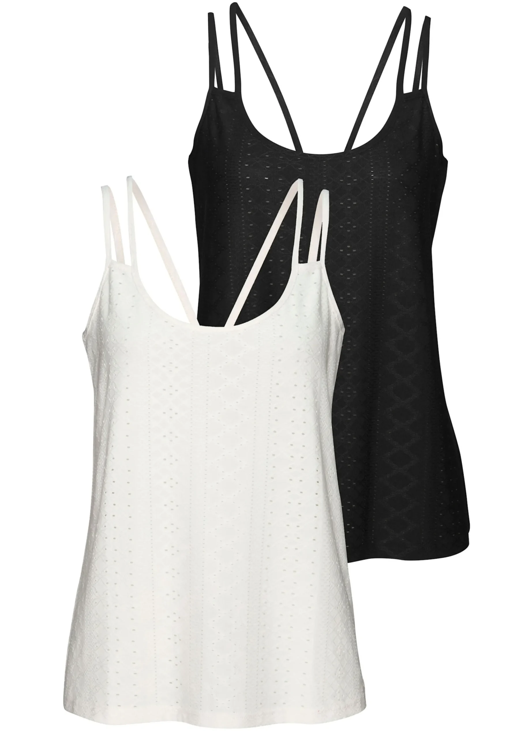 Strandmode|Vivance Spaghettitop creme,schwarz
