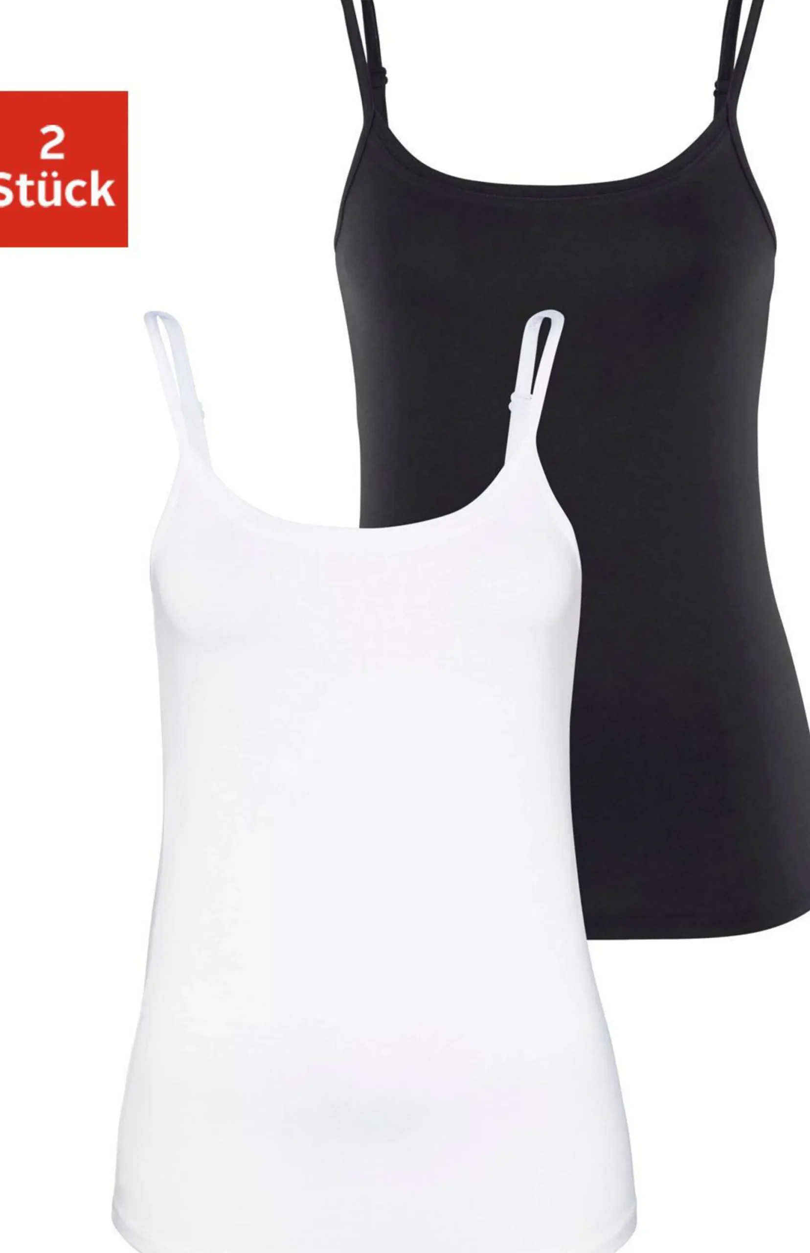 Strandmode|Shirts|Vivance Spaghettitop schwarz,weiß