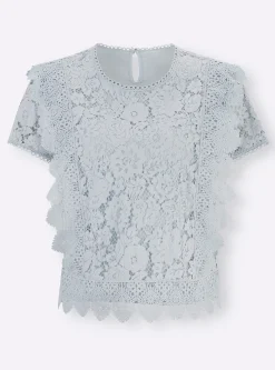 Blusen|heine Spitzen-Bluse hellblau