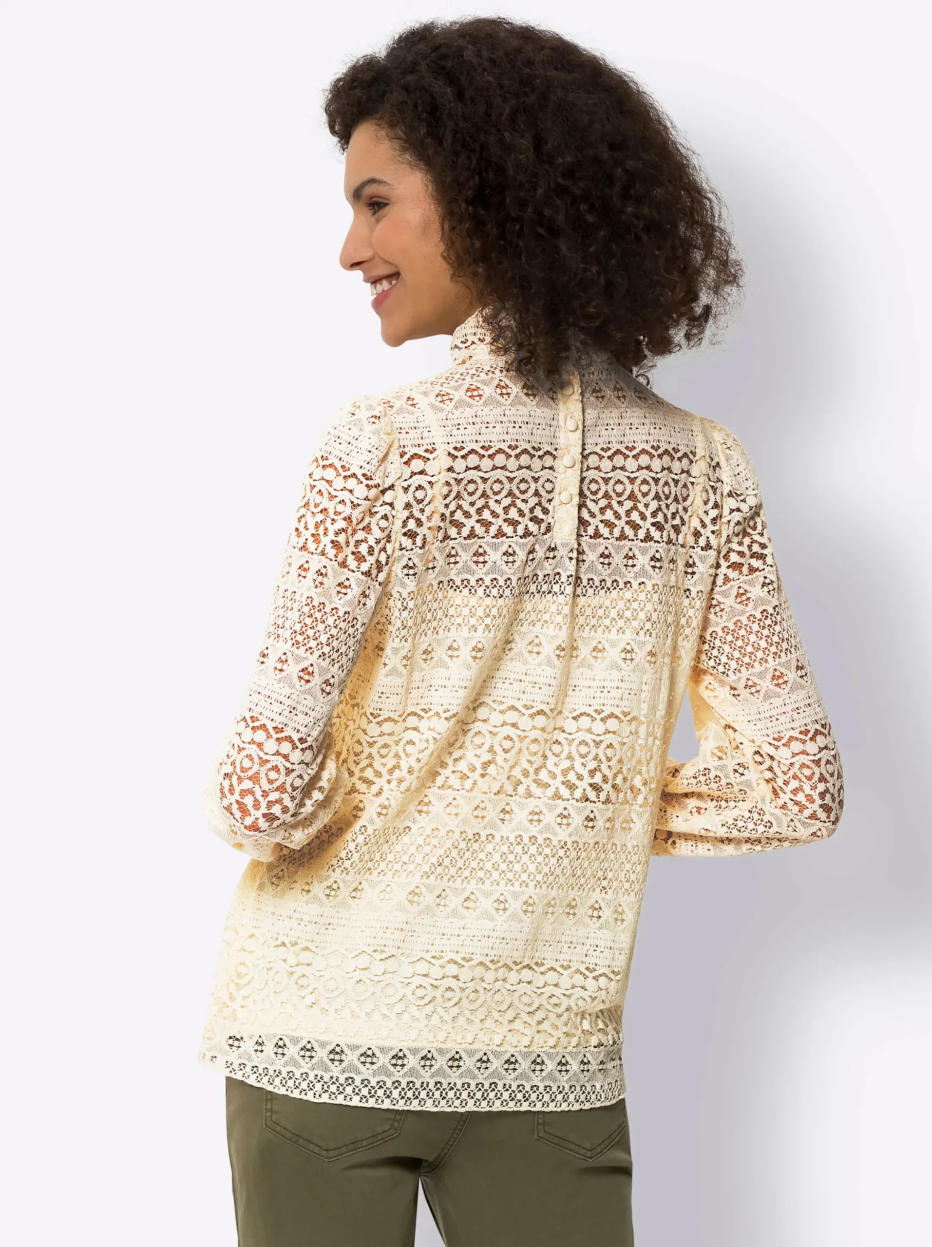 Blusen|heine Spitzenbluse inklusive blickdichtem Top champagner