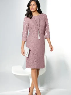 Kleider| Spitzenkleid in Etui-Form mauve