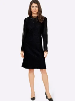 Abendkleider|Kleider|heine Spitzenkleid mit transparenten Ärmeln marine