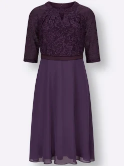 Abendkleider| Spitzenkleid mit weitem Rockteil traube