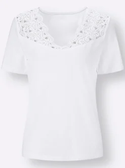 Shirts| Spitzenshirt weiß