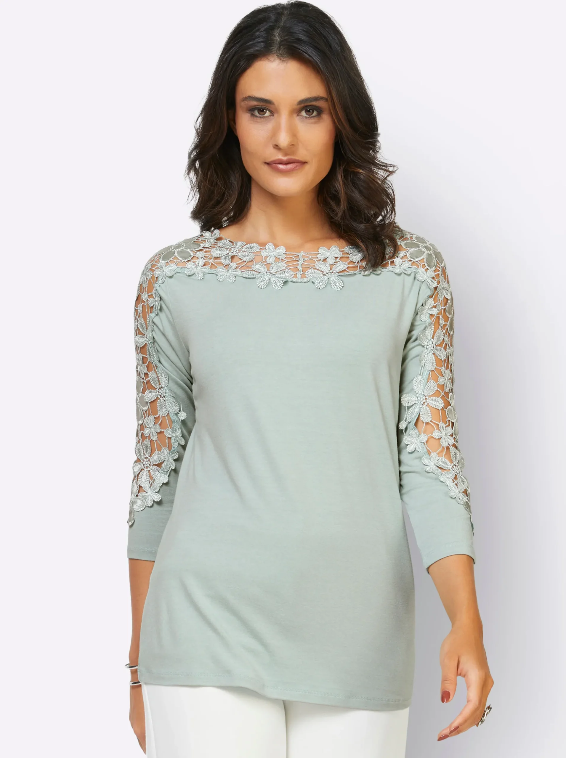 Shirts| Spitzenshirt kalkmint