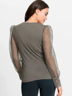 Shirts|heine Spitzen-Shirt taupe
