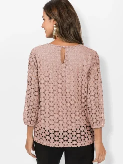 Shirts| Spitzenshirt , am Body blickdicht unterlegt puder