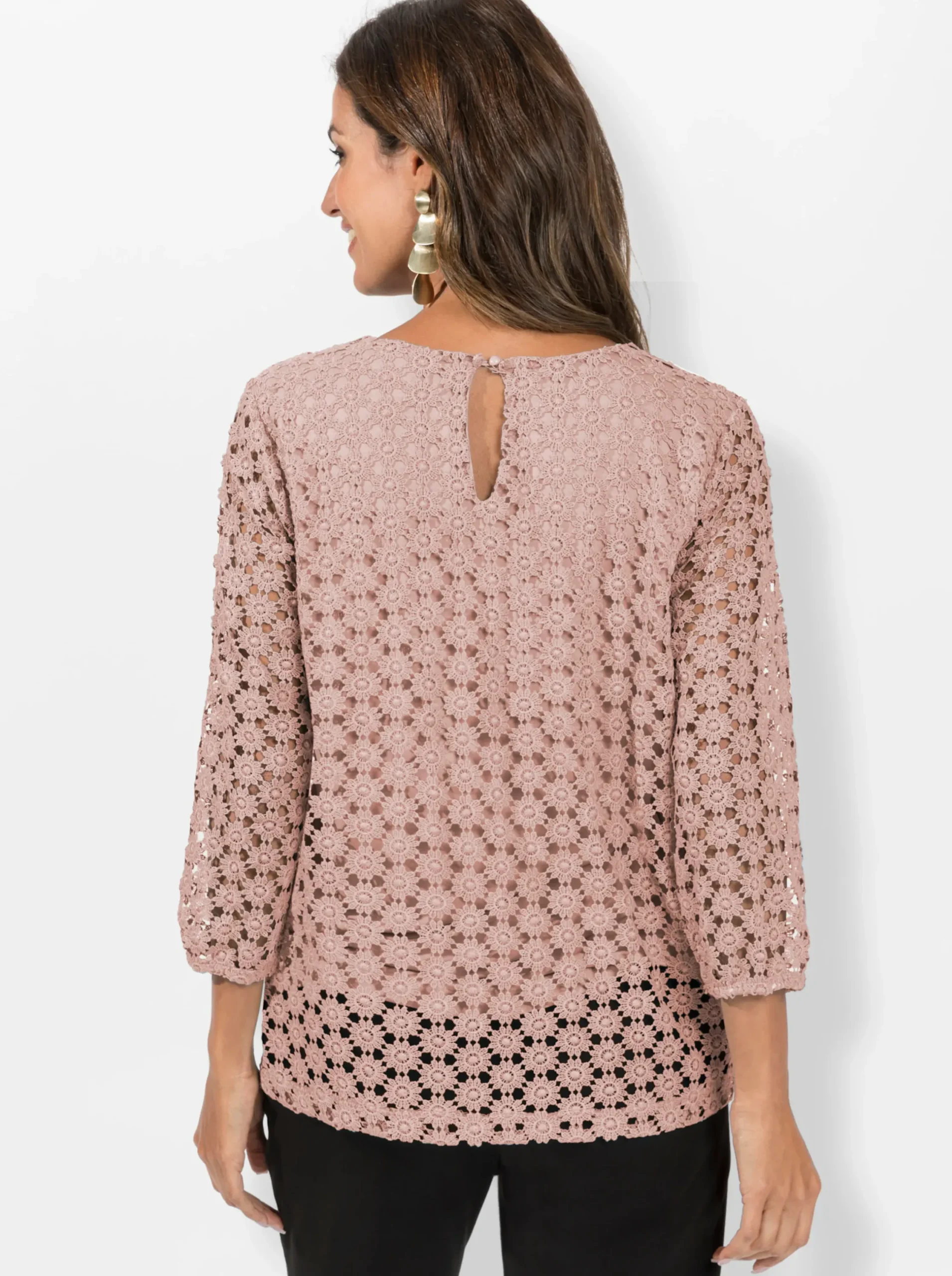 Shirts| Spitzenshirt , am Body blickdicht unterlegt puder